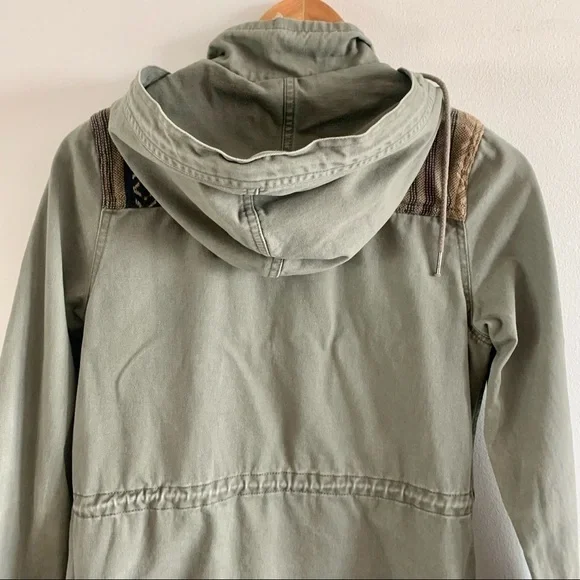 Triple 5 SOUL Y2K long green cargo zip military utility aztec boho 100% cotton - Picture 12 of 16